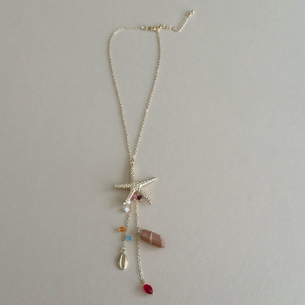 Gold Starfish Pendant Necklace S1095 - Picture 3 of 4